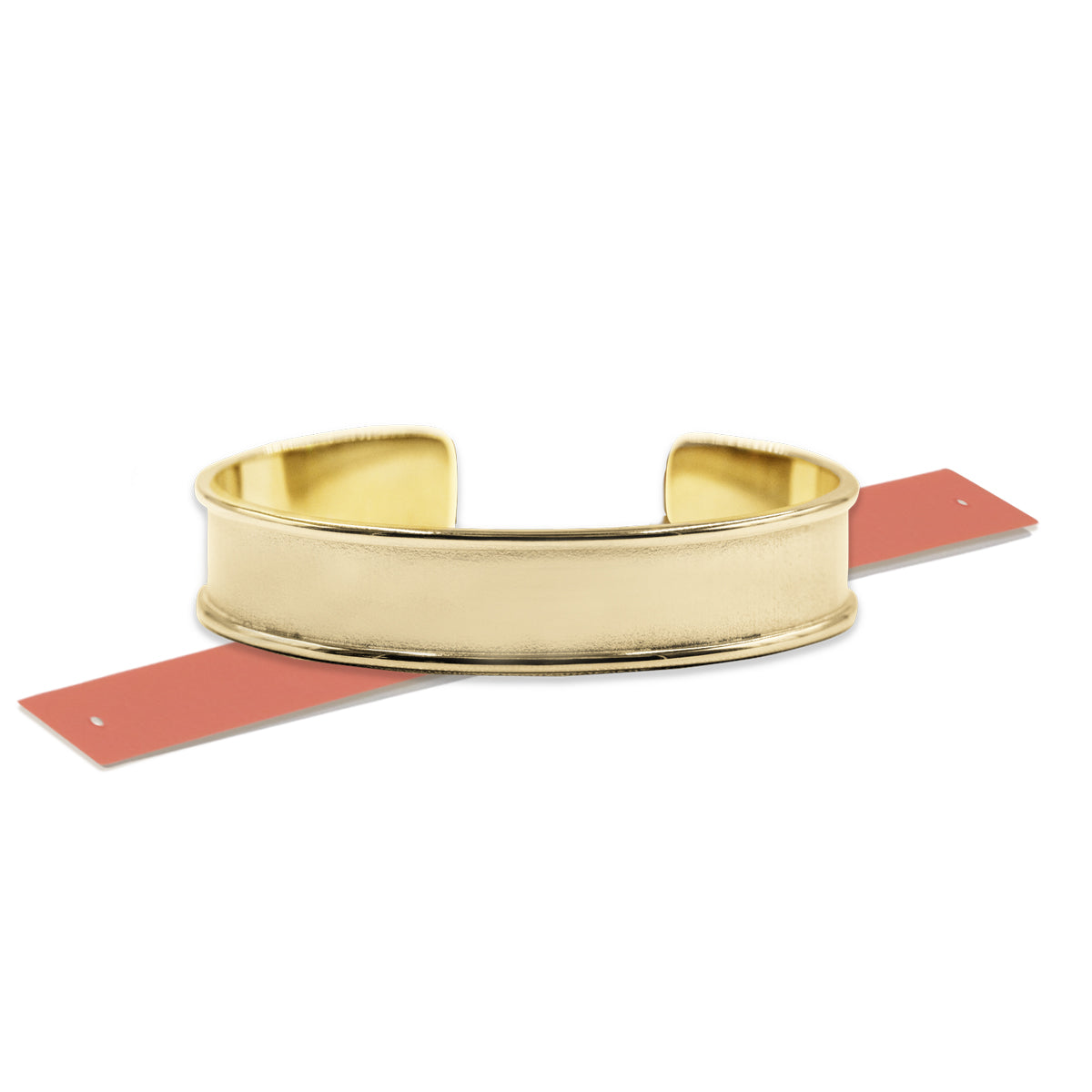 vue de face, côté lisse, en entier, à plat, pack bangle doré à l'or fin avec bande silicone nude/pêche/rose. Bande interchangeable, légères, souples, à mémoire de forme. Bracelet jonc en acier inoxydable. Ladygum, bijoux fantaisies en silicone, marque française, créateurs, designers. Idée cadeau pour les fêtes.